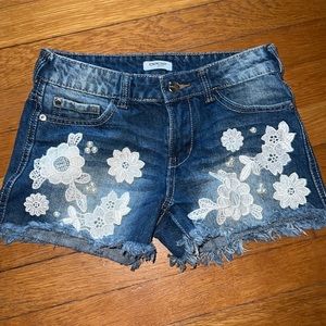 Bebe adorable lace and park denim shorts-worn once!